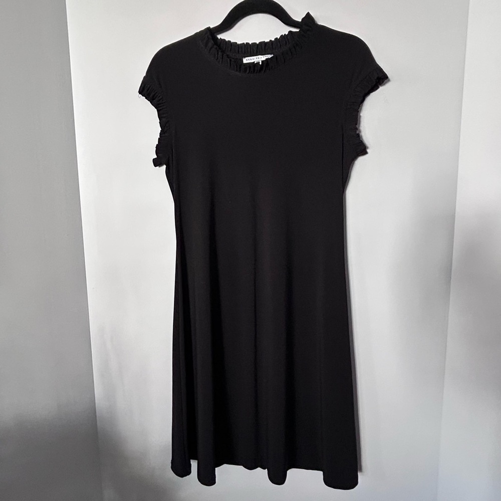 Annalee + Hope Black Ruffle Neck and Cap Sleeve Dress